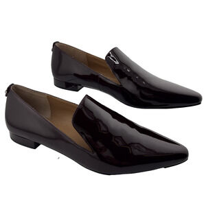 Calvin Klein Women's Patent Leather Pointed Toe Loafers in Dark Burgundy